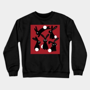 Black Bunnies on Red Crewneck Sweatshirt